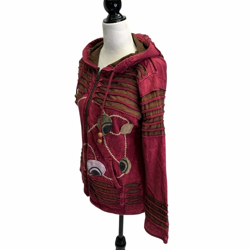 Rising International Red Full Zip 100% Cotton Hoodie Size M - Picture 4 of 9